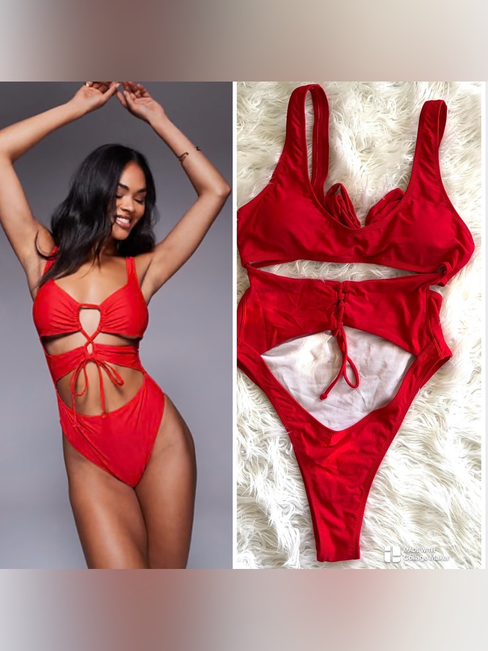 Red Cutout One-Piece Swim Suit - Women's Swim Large